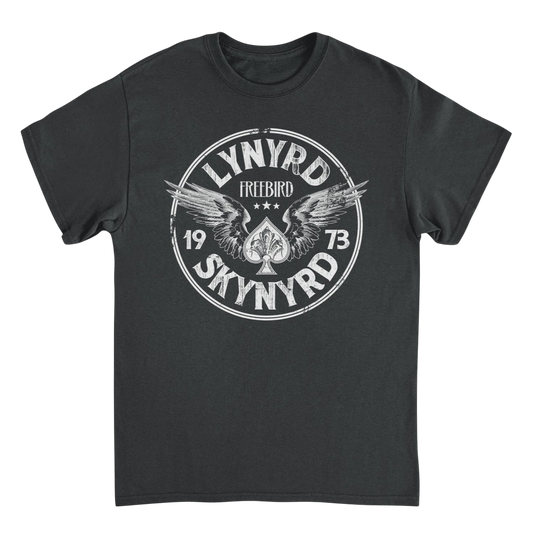 Lynyrd Skynyrd Firebird 1973 Ace Circle White Black T-Shirt