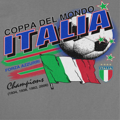 Toffs Retro Soccer Futbol Copa Del Mundo Italia Charcoal T-Shirt