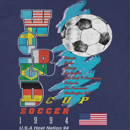 Toffs Retro Soccer Futbol World Soccer Cup Navy T-Shirt