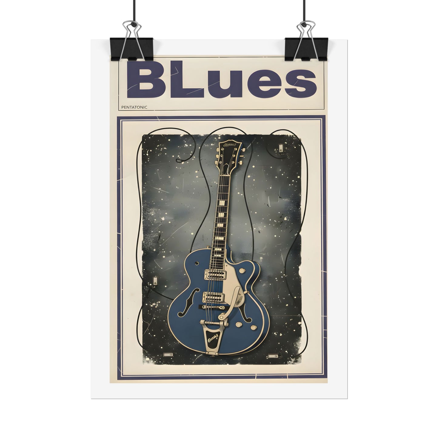 Blues Guitar Poster — Vintage Matte Vertical Music Print