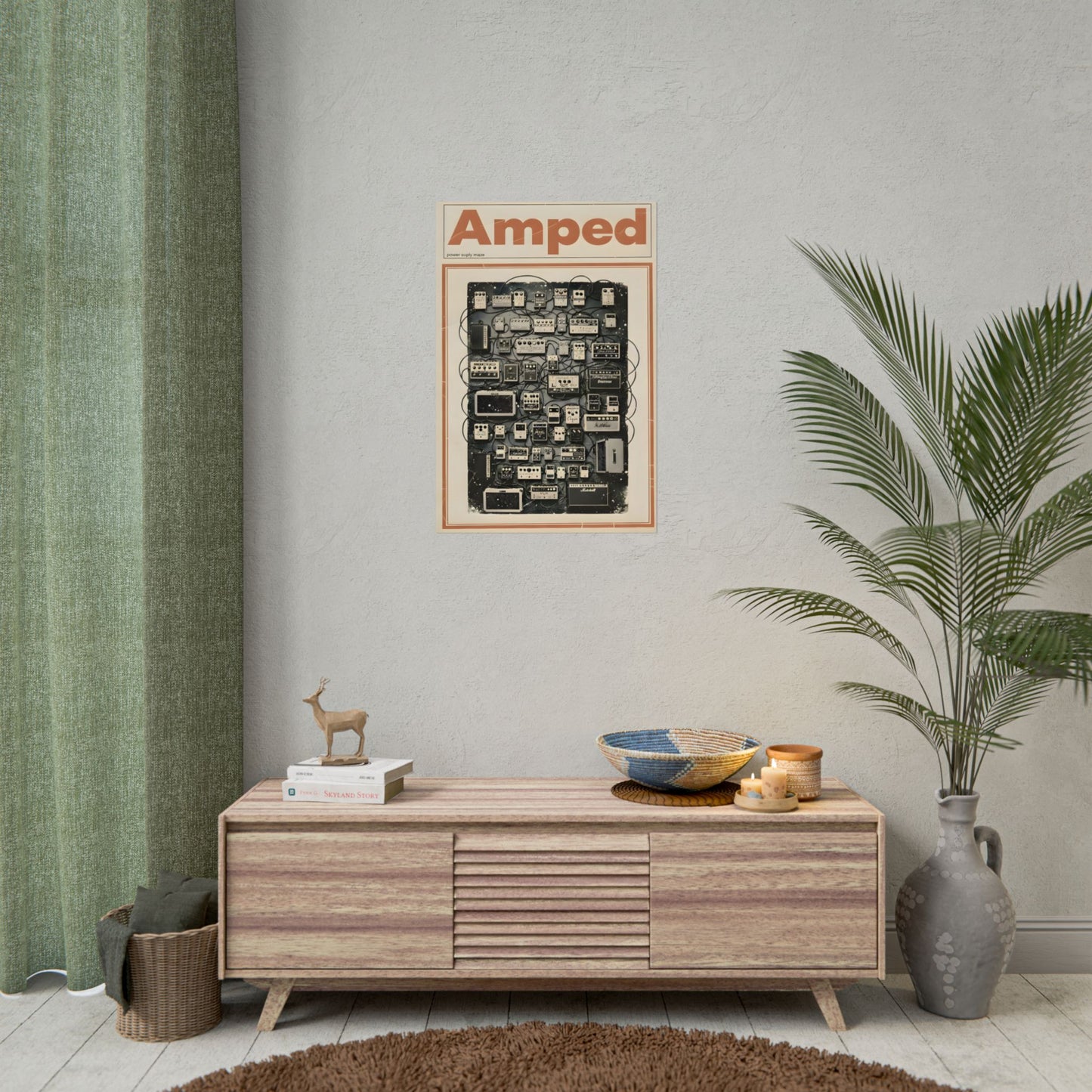 Amped Guitar Pedal Poster — Matte Vertical Music Wall Art