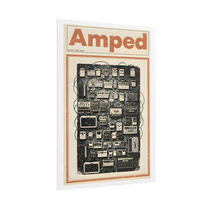 Amped Guitar Pedal Poster — Matte Vertical Music Wall Art
