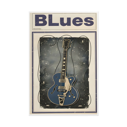 Blues Guitar Poster — Vintage Matte Vertical Music Print