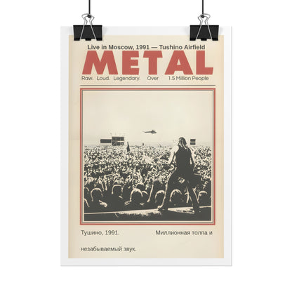 Metal Concert Poster — Vintage 1991 Moscow Matte Vertical Poster