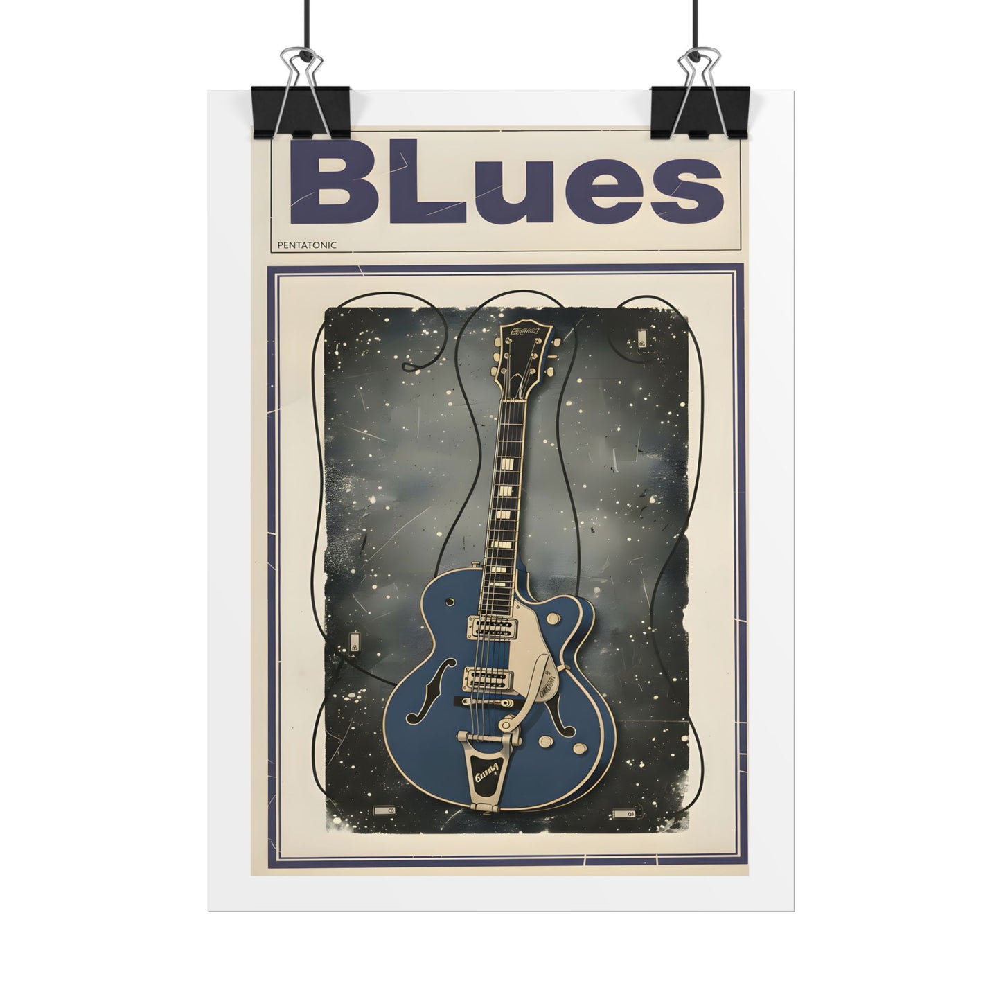 Blues Guitar Poster — Vintage Matte Vertical Music Print