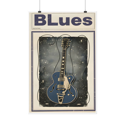 Blues Guitar Poster — Vintage Matte Vertical Music Print
