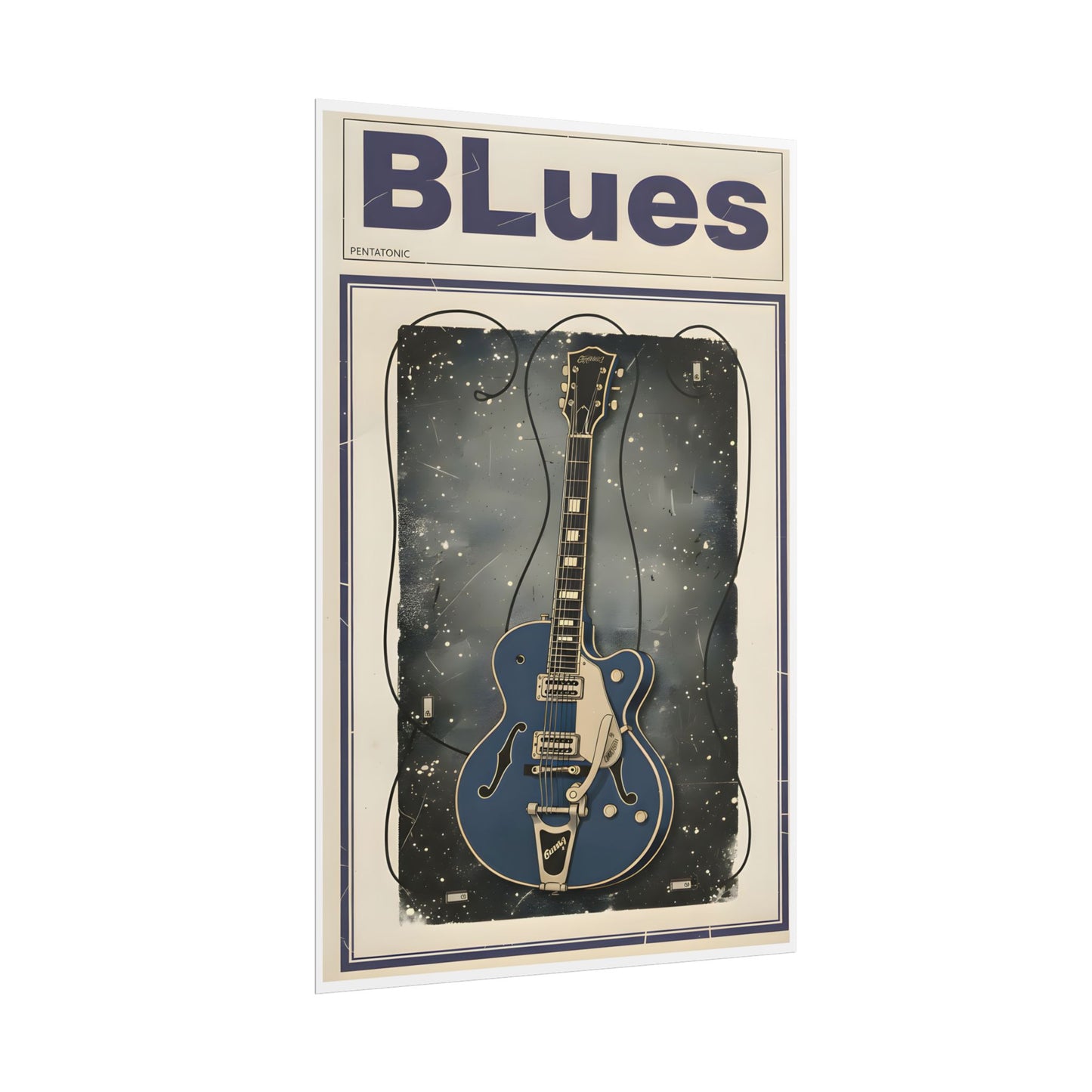 Blues Guitar Poster — Vintage Matte Vertical Music Print