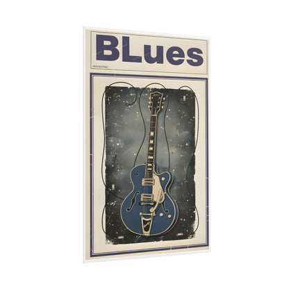 Blues Guitar Poster — Vintage Matte Vertical Music Print