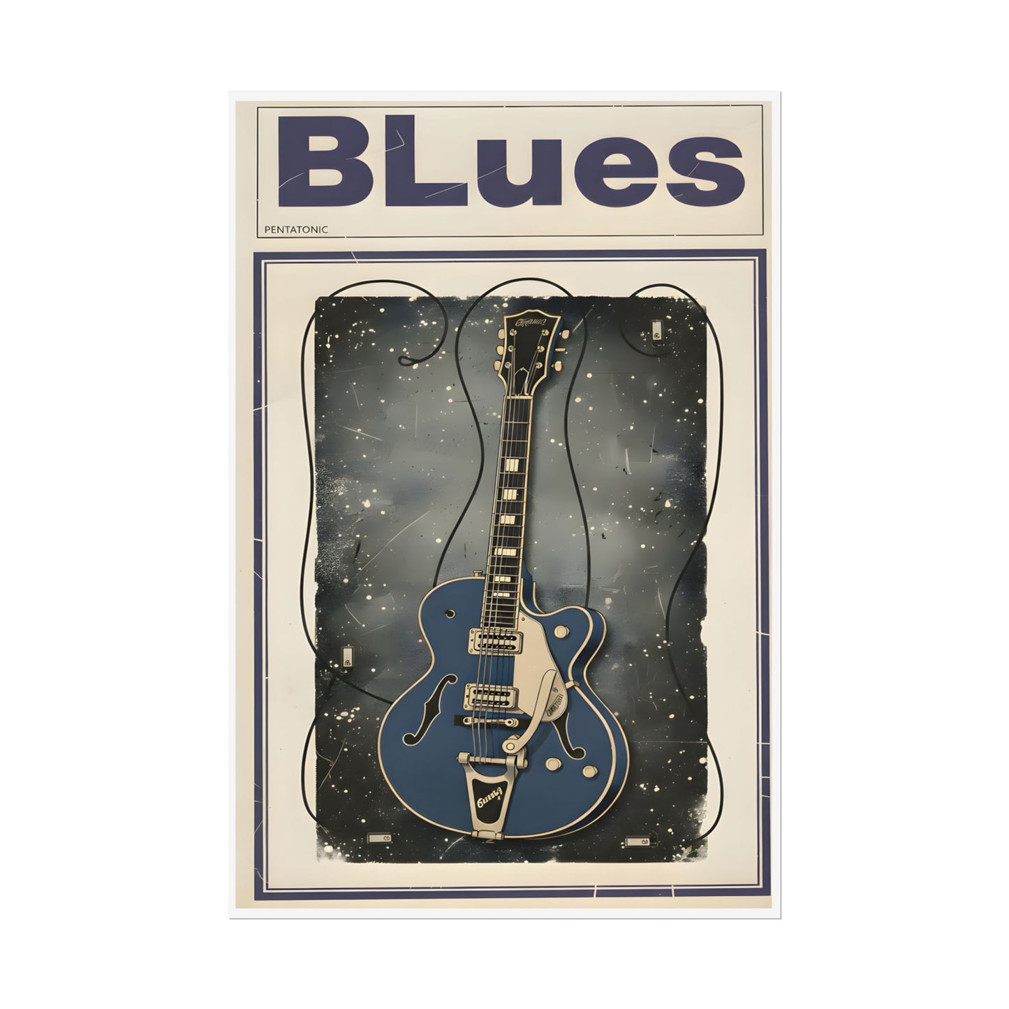 Blues Guitar Poster — Vintage Matte Vertical Music Print