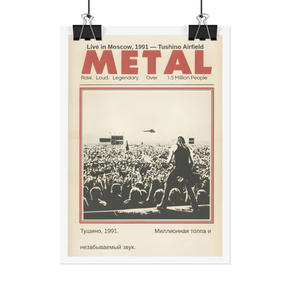 Metal Concert Poster — Vintage 1991 Moscow Matte Vertical Poster