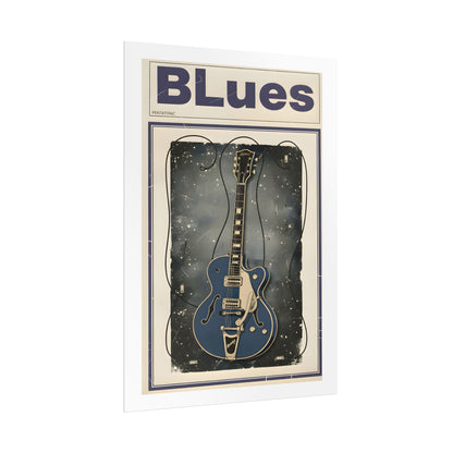 Blues Guitar Poster — Vintage Matte Vertical Music Print