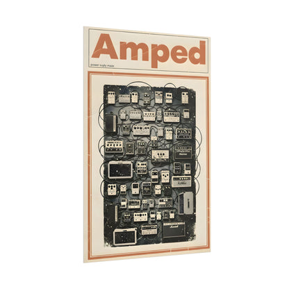 Amped Guitar Pedal Poster — Matte Vertical Music Wall Art