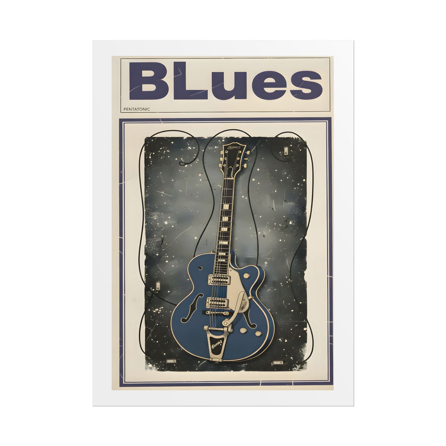 Blues Guitar Poster — Vintage Matte Vertical Music Print