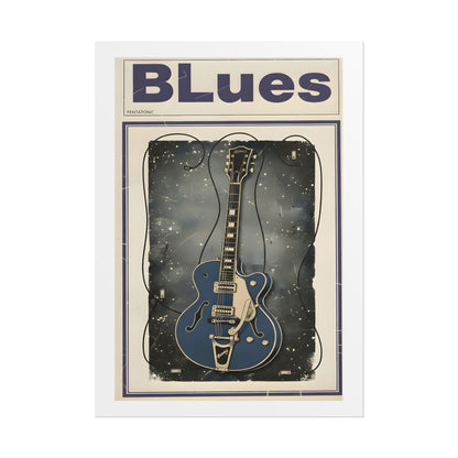 Blues Guitar Poster — Vintage Matte Vertical Music Print