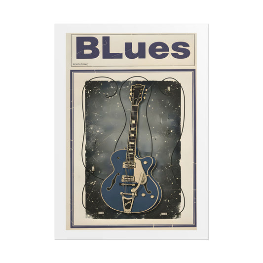 Blues Guitar Poster — Vintage Matte Vertical Music Print