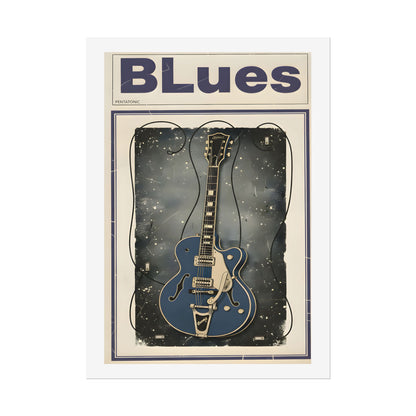 Blues Guitar Poster — Vintage Matte Vertical Music Print