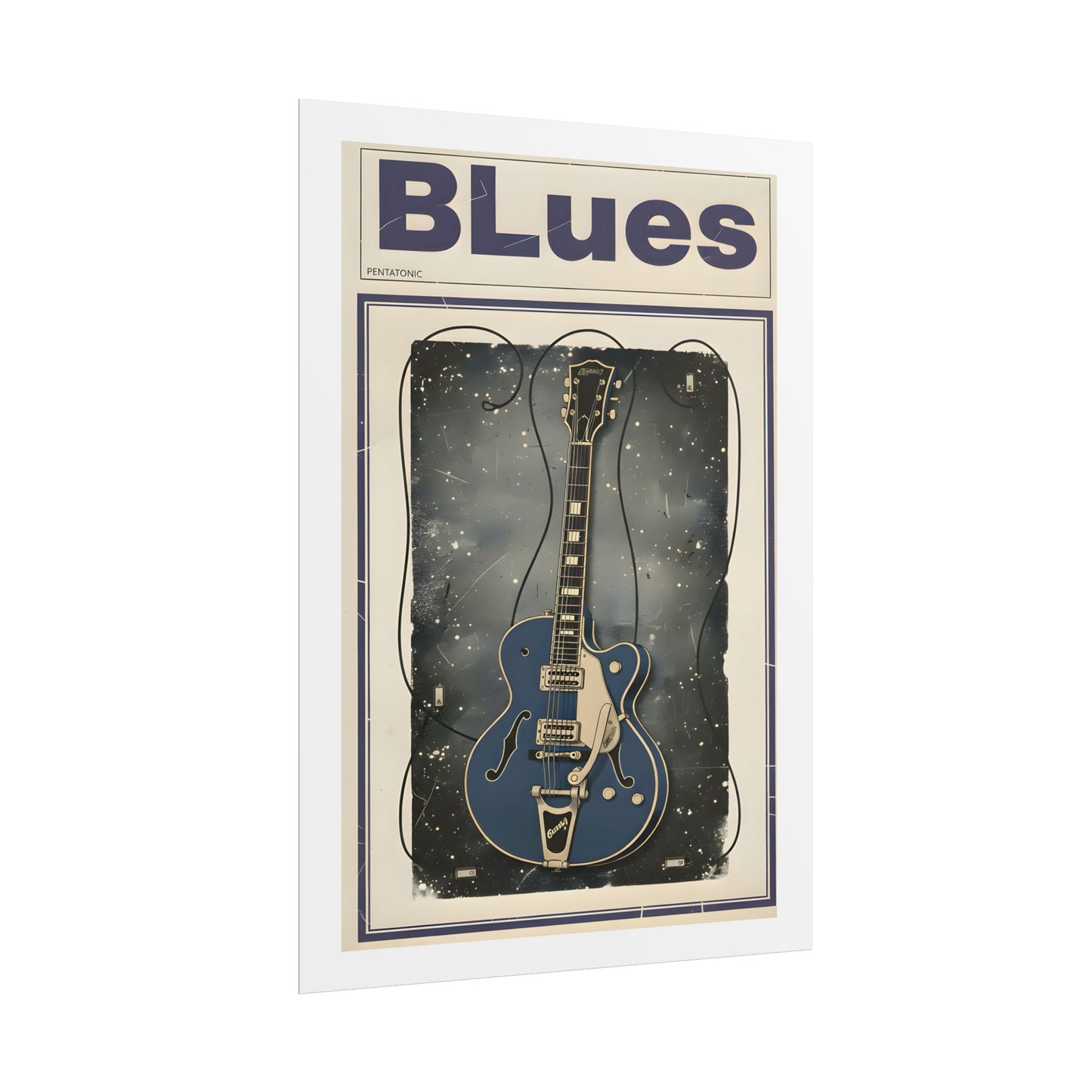 Blues Guitar Poster — Vintage Matte Vertical Music Print