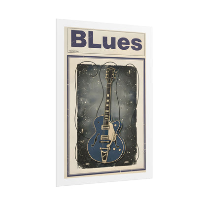 Blues Guitar Poster — Vintage Matte Vertical Music Print