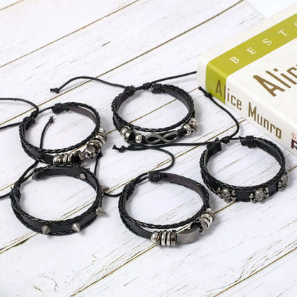 Vintage Punk Leather Bracelet Set