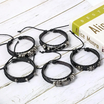 Vintage Punk Leather Bracelet Set