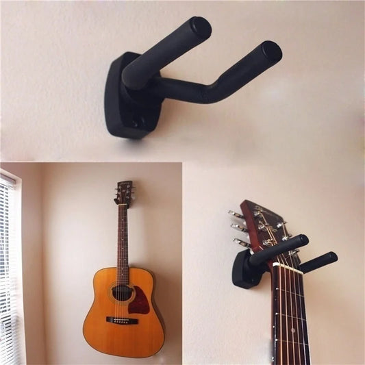 Wall Guitar Hanger — Steel Arm, Wood Base