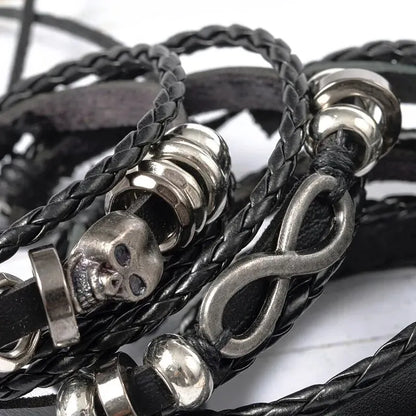 Vintage Punk Leather Bracelet Set