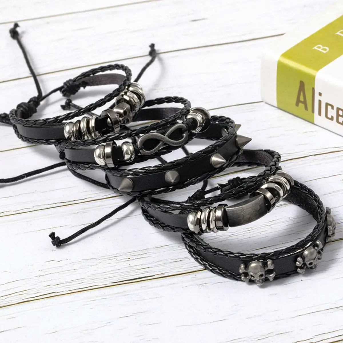 Vintage Punk Leather Bracelet Set