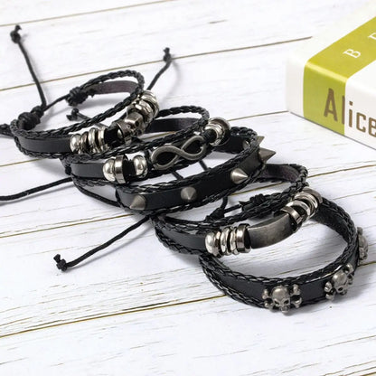 Vintage Punk Leather Bracelet Set