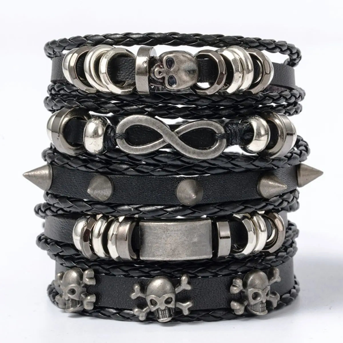 Vintage Punk Leather Bracelet Set
