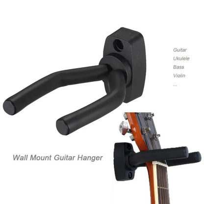 Wall Guitar Hanger — Steel Arm, Wood Base