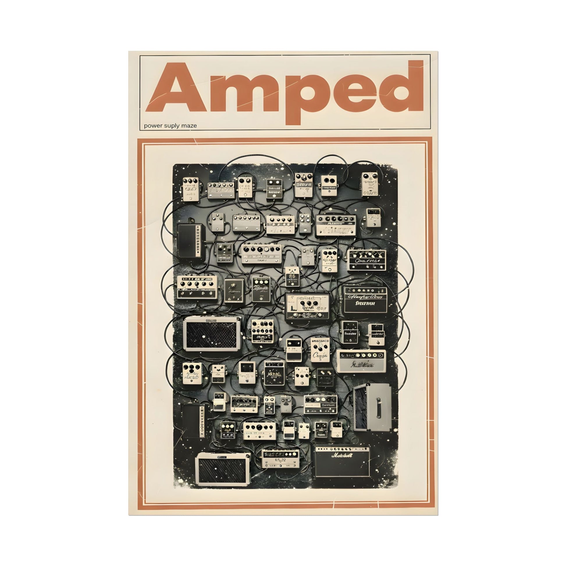 Amped Guitar Pedal Poster — Matte Vertical Music Wall Art - AMPED