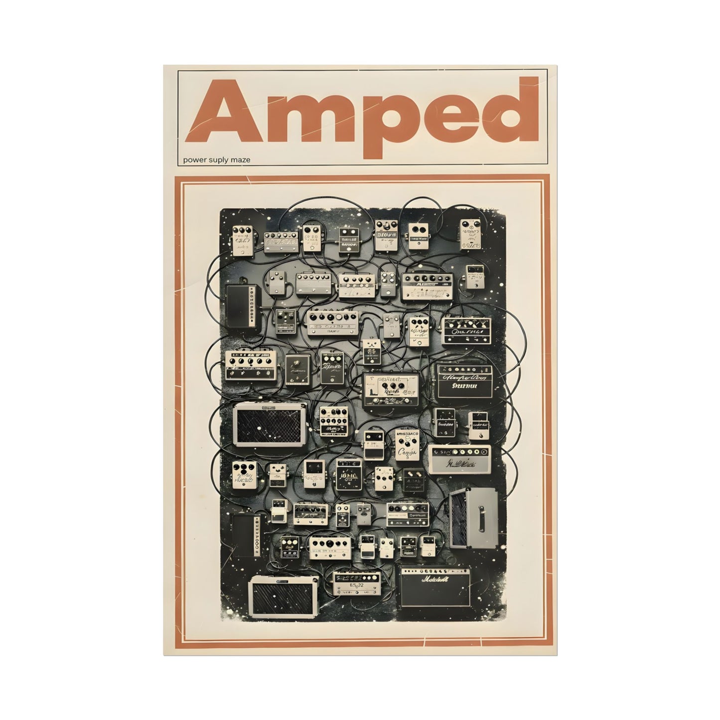 Amped Guitar Pedal Poster — Matte Vertical Music Wall Art - AMPED