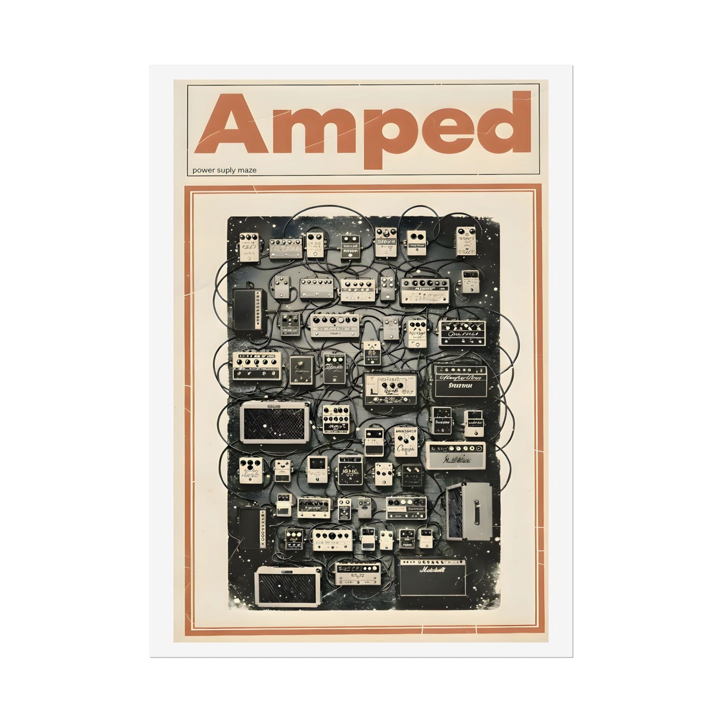 Amped Guitar Pedal Poster — Matte Vertical Music Wall Art - AMPED