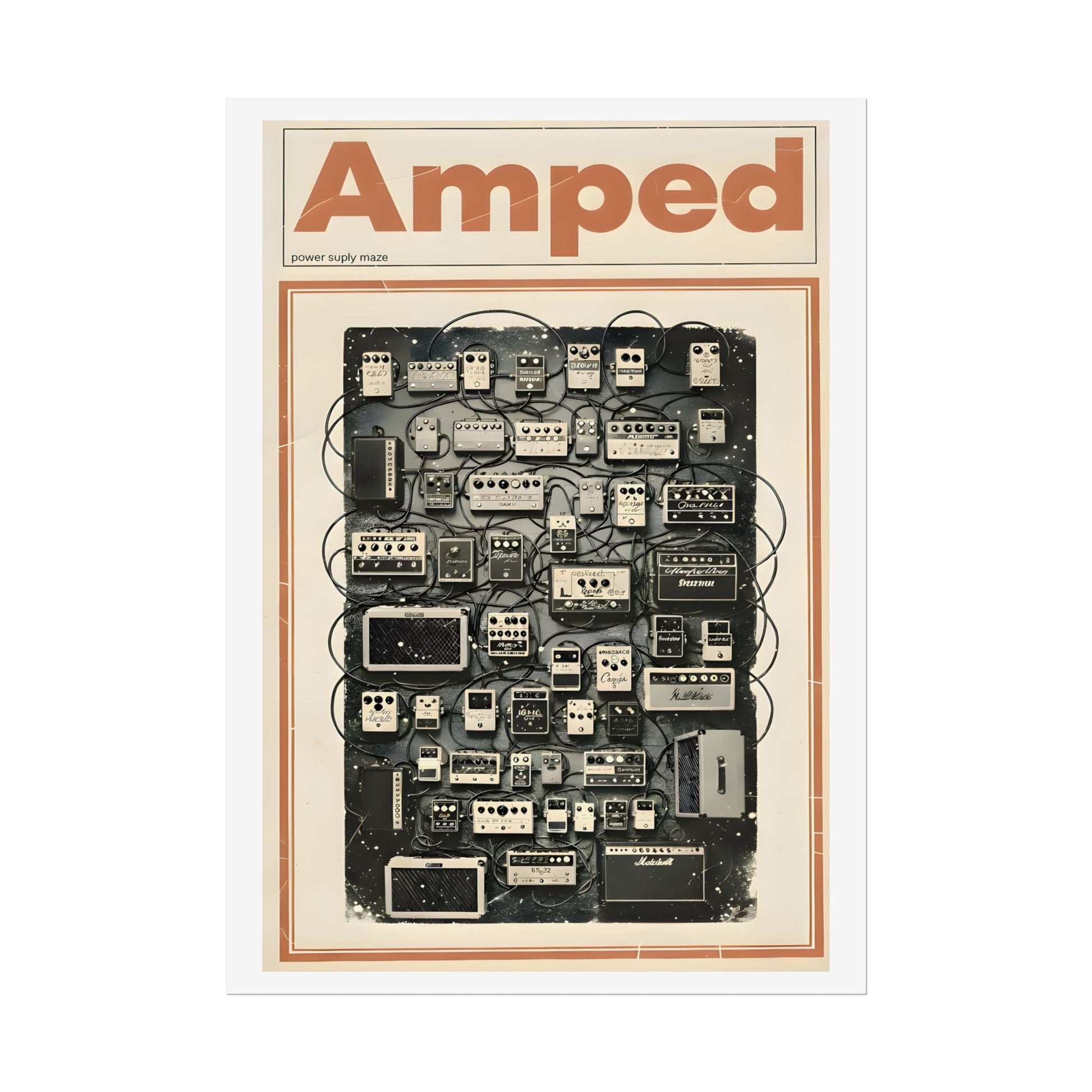 Amped Guitar Pedal Poster — Matte Vertical Music Wall Art - AMPED