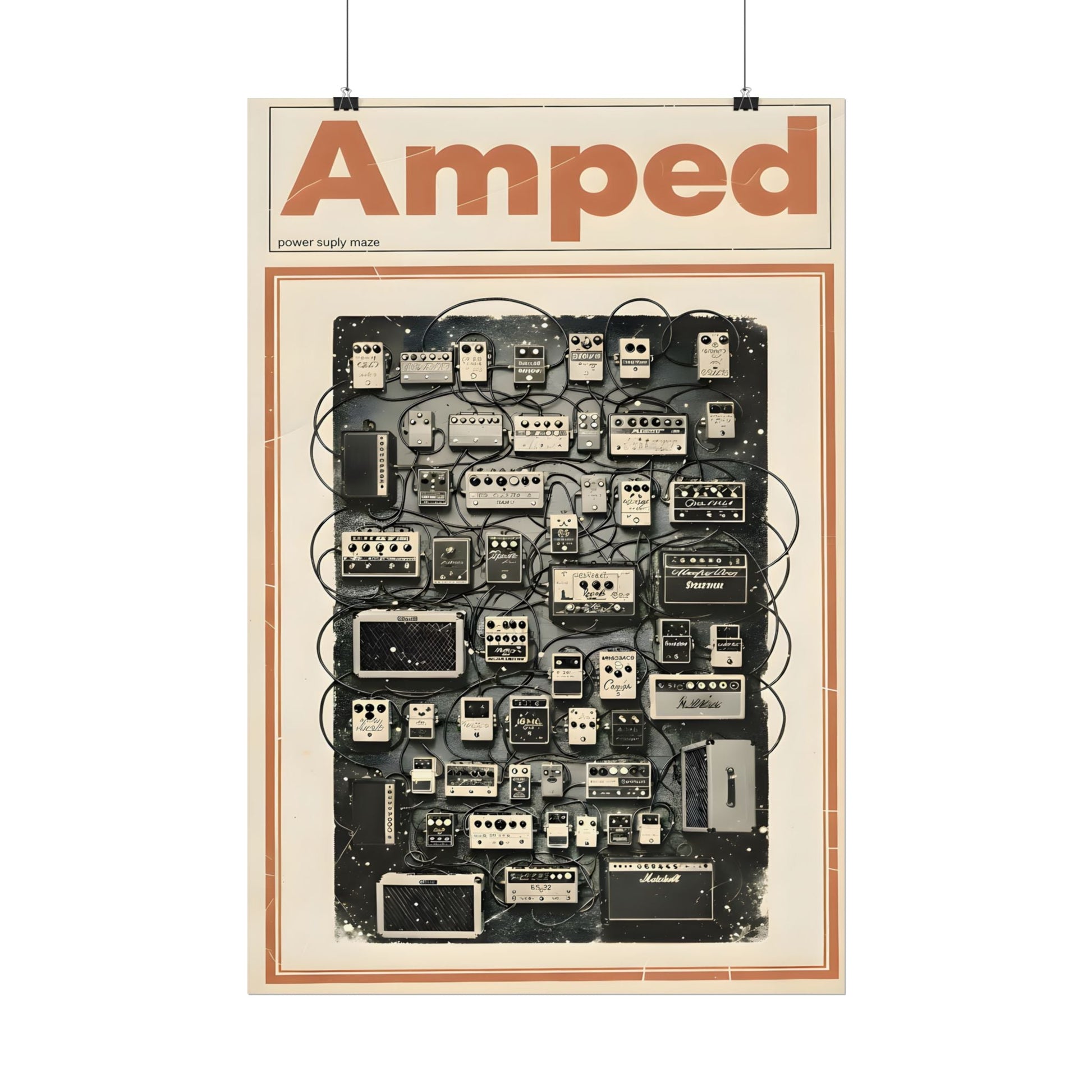 Amped Guitar Pedal Poster — Matte Vertical Music Wall Art - AMPED