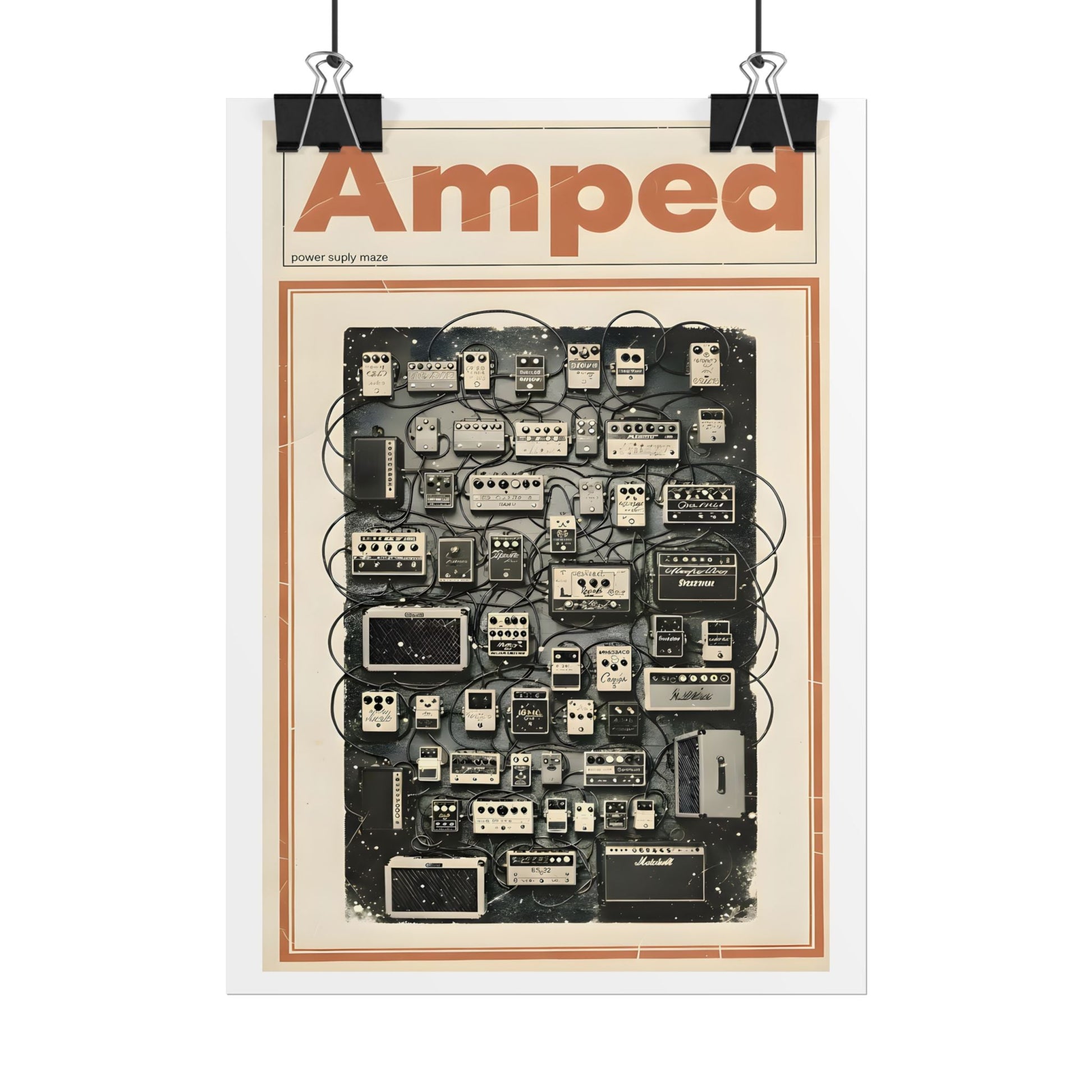 Amped Guitar Pedal Poster — Matte Vertical Music Wall Art - AMPED