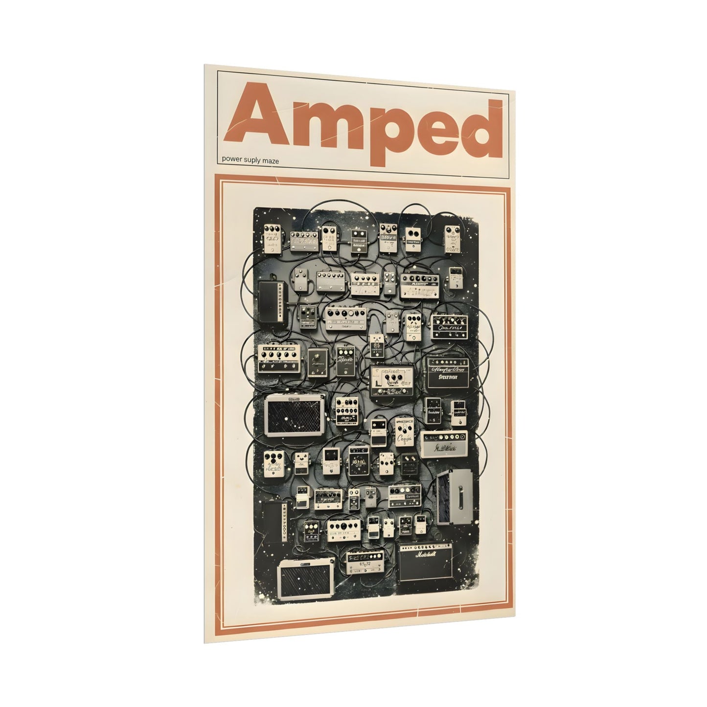 Amped Guitar Pedal Poster — Matte Vertical Music Wall Art - AMPED