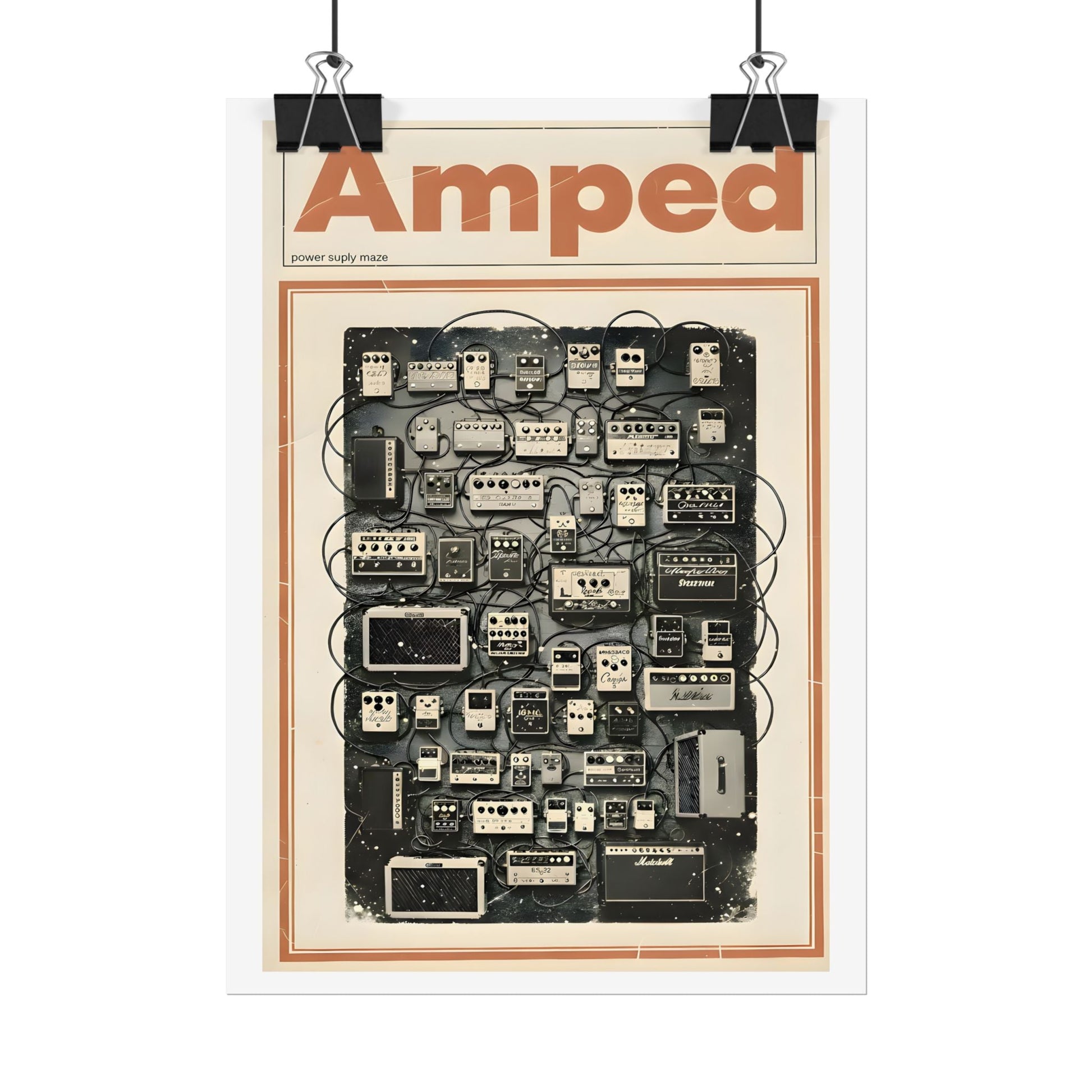 Amped Guitar Pedal Poster — Matte Vertical Music Wall Art - AMPED