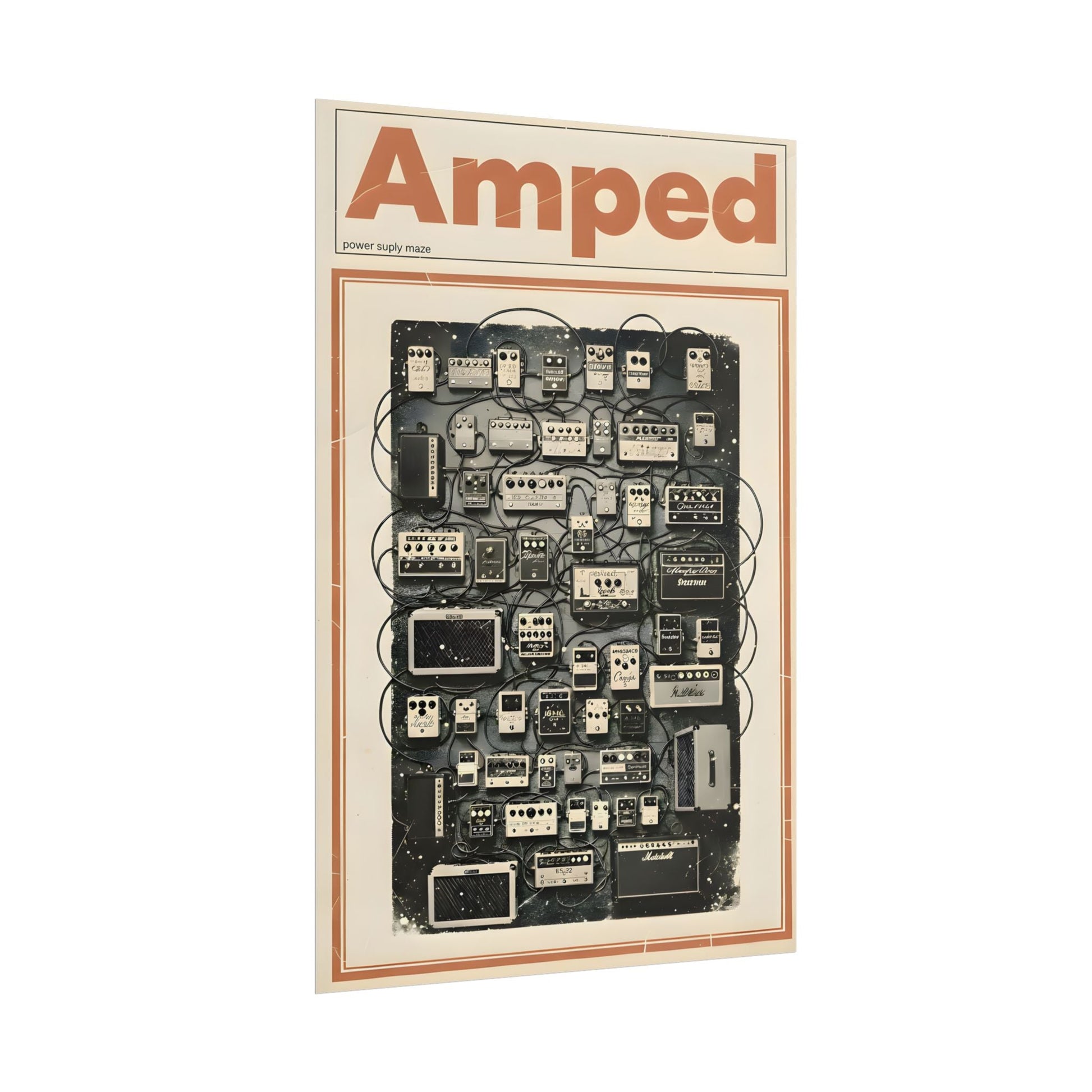 Amped Guitar Pedal Poster — Matte Vertical Music Wall Art - AMPED