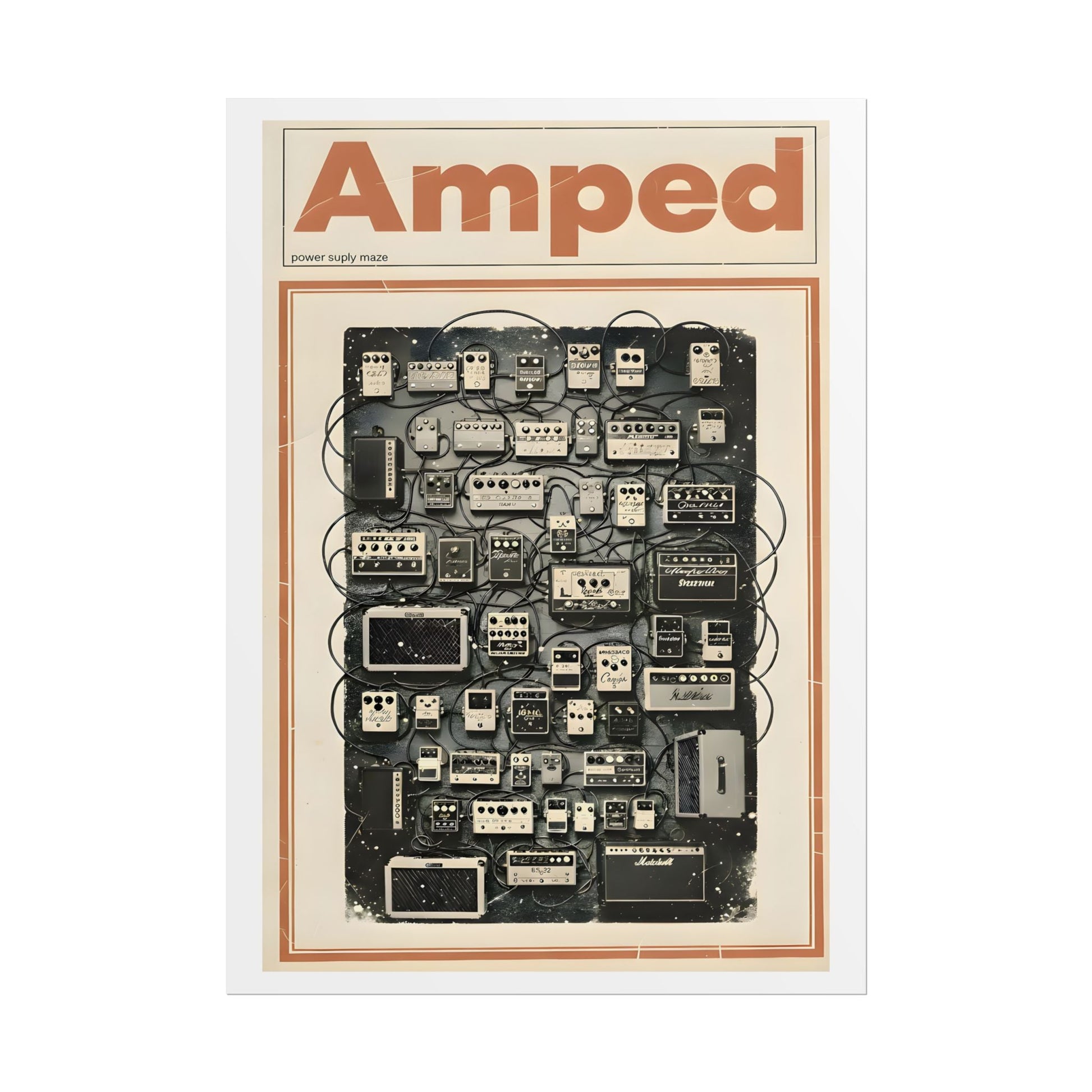 Amped Guitar Pedal Poster — Matte Vertical Music Wall Art - AMPED