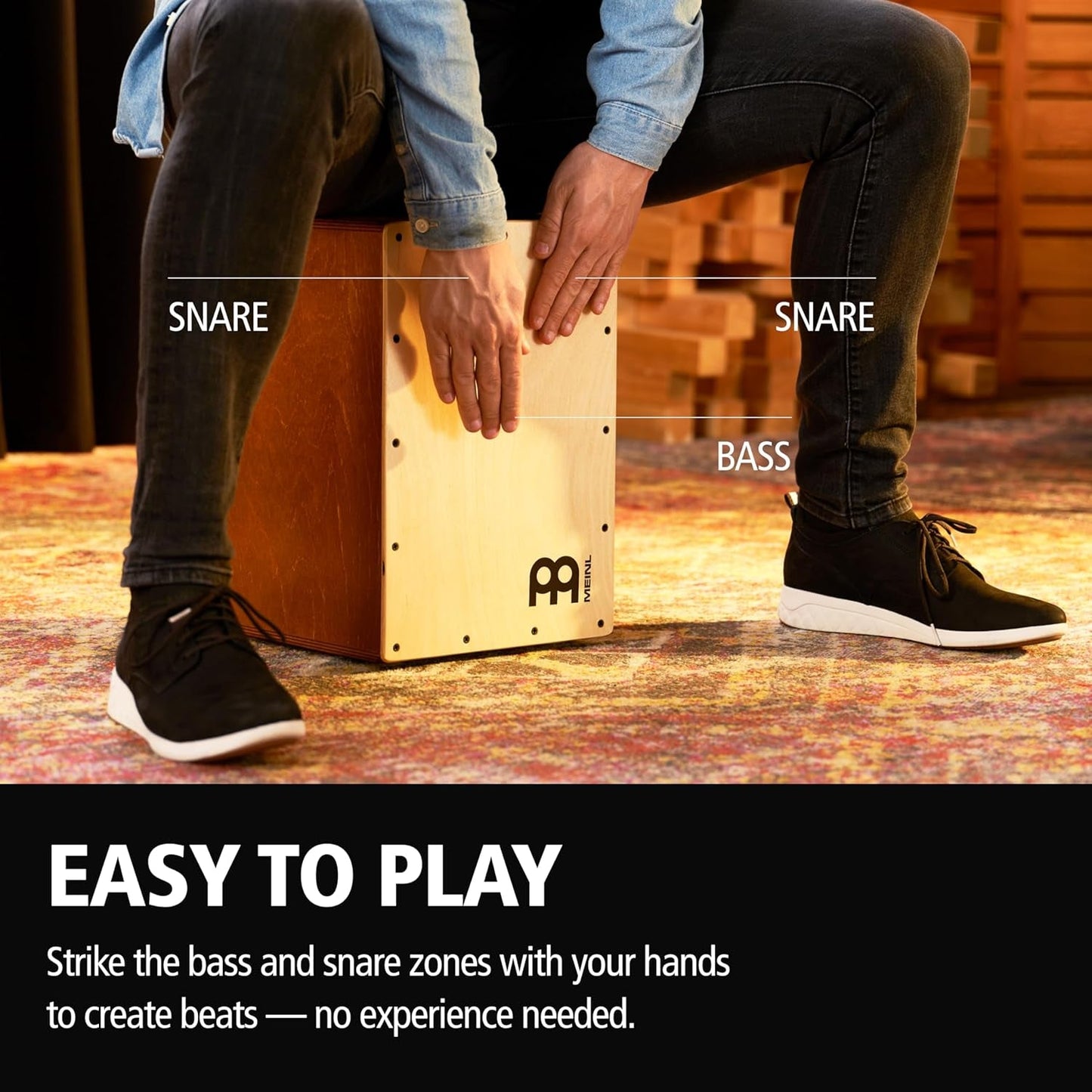 Backbeat Jam Cajon – Snare & Bass Box Drum - AMPED