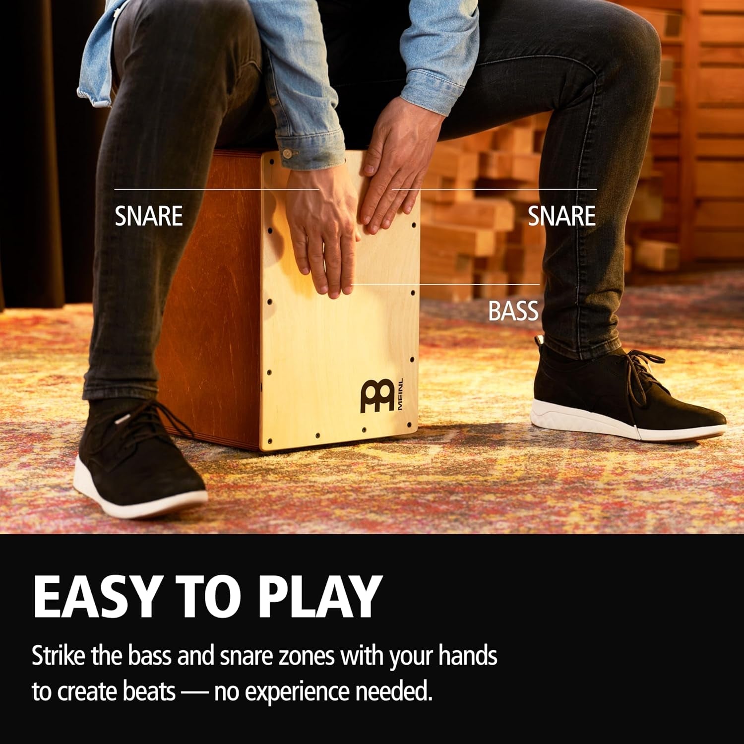 Backbeat Jam Cajon – Snare & Bass Box Drum - AMPED