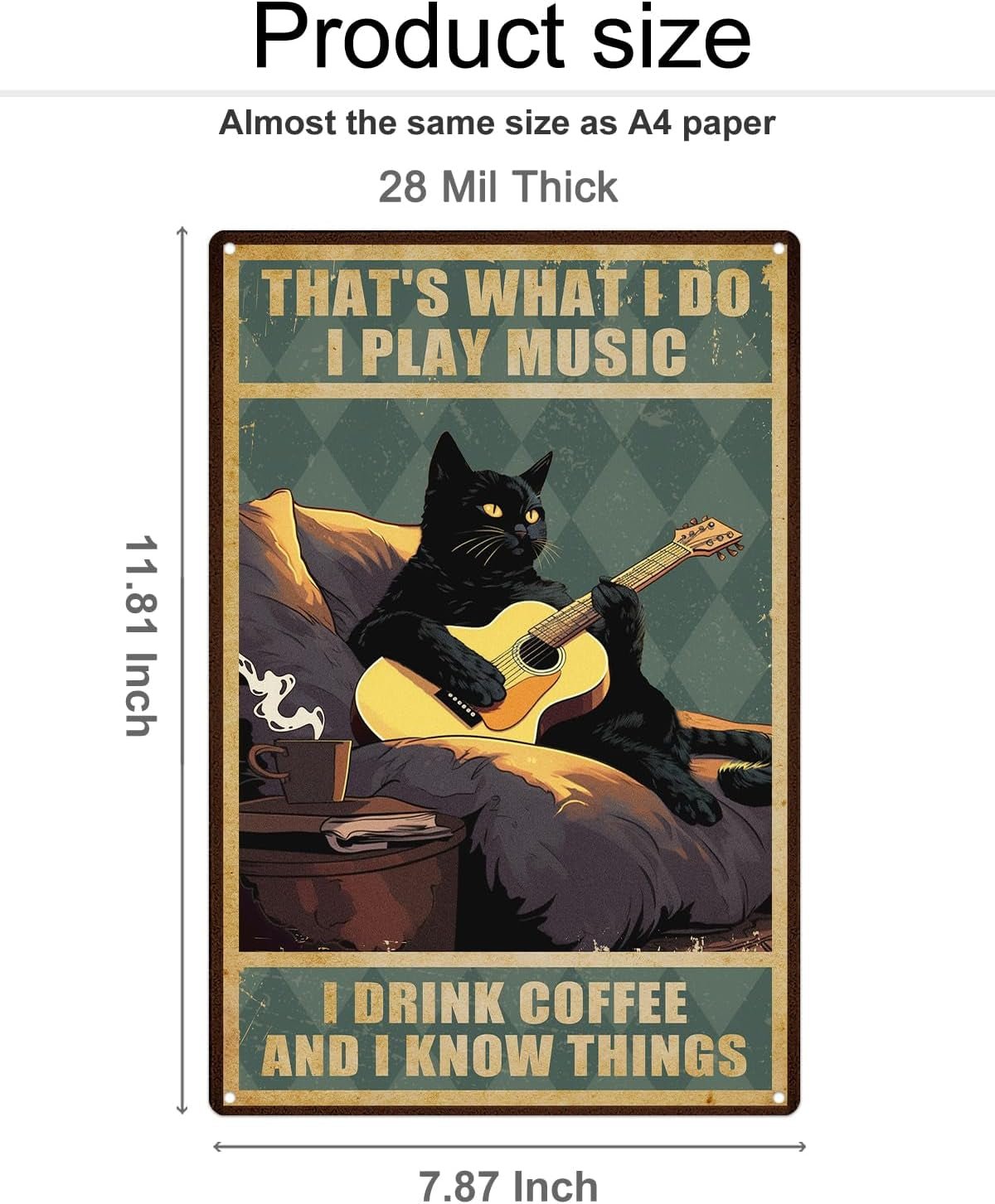 Black Cat Guitar Wall Sign - AMPED