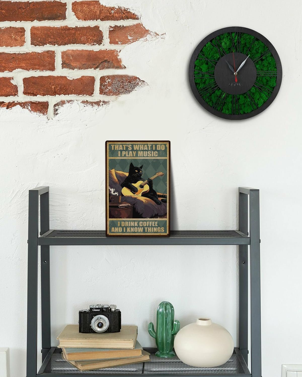 Black Cat Guitar Wall Sign - AMPED