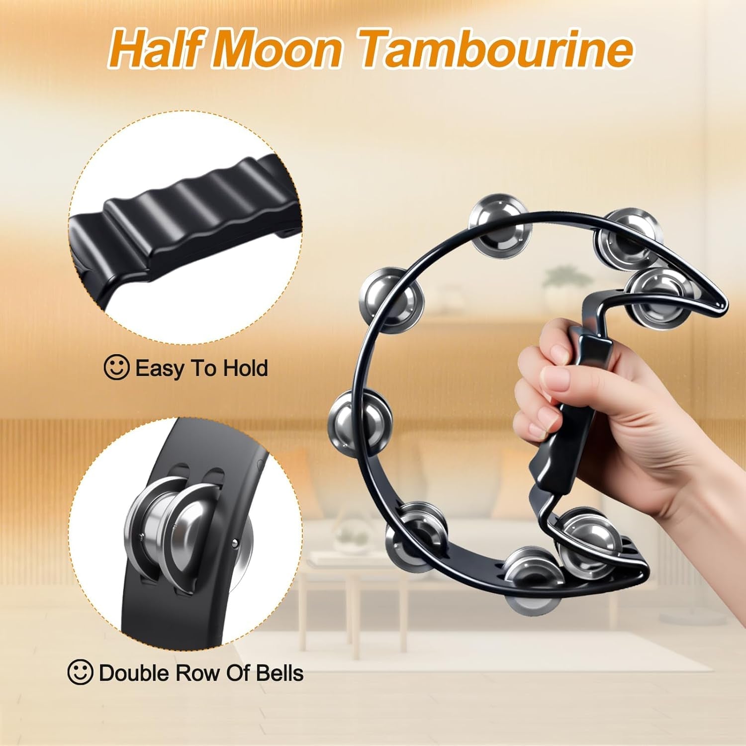 Blackout Half - Moon Tambourine Set (10 - Pack) - AMPED