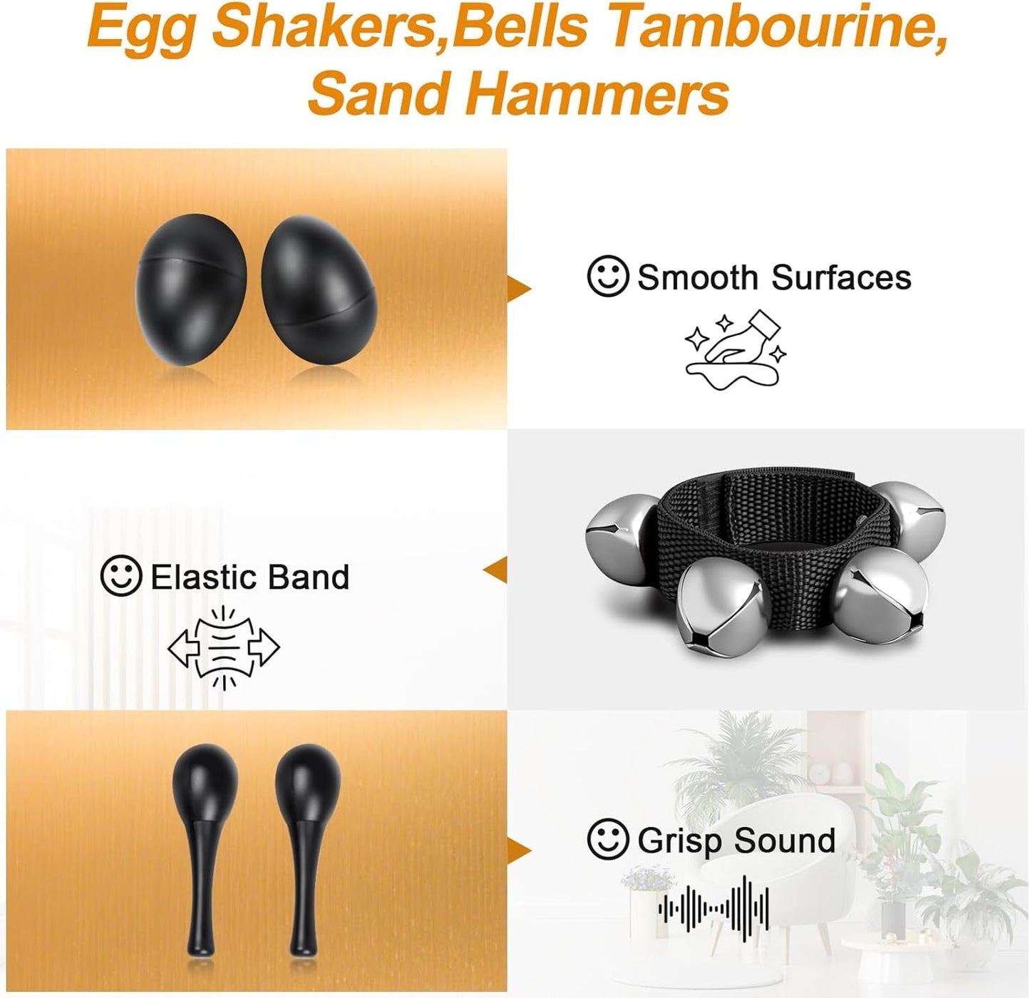 Blackout Half - Moon Tambourine Set (10 - Pack) - AMPED