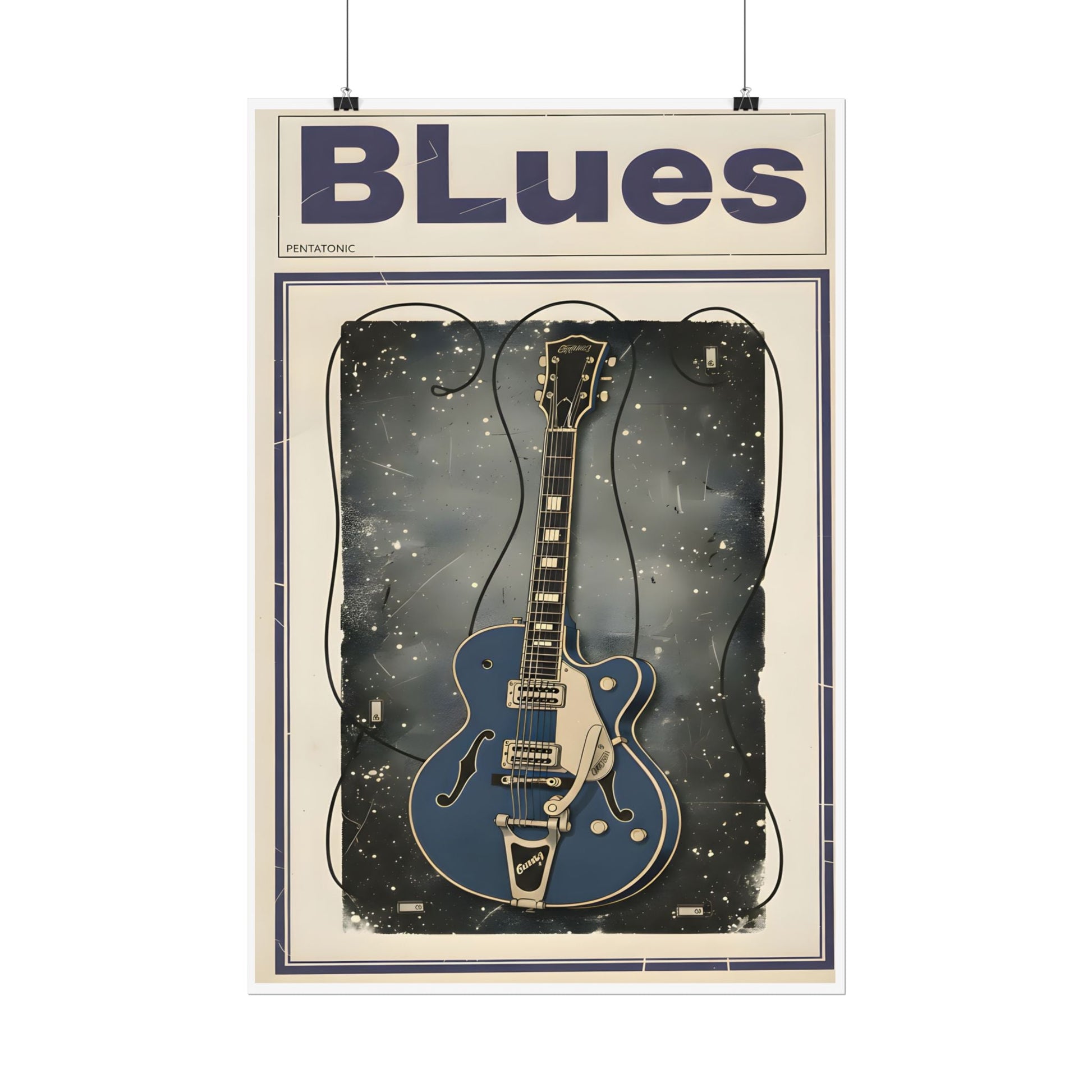 Blues Guitar Poster — Vintage Matte Vertical Music Print - AMPED