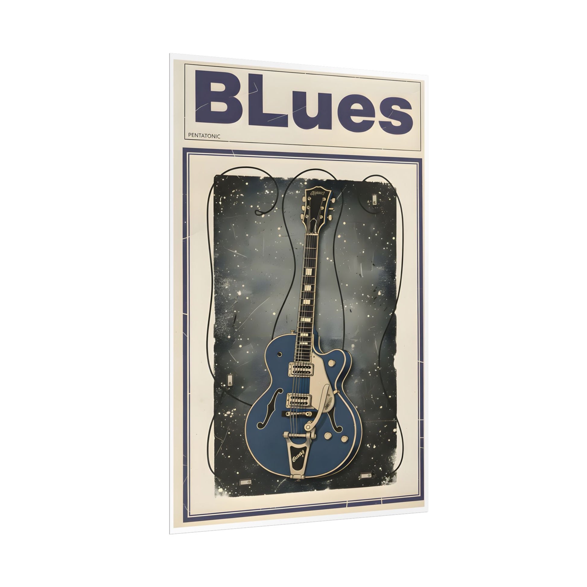 Blues Guitar Poster — Vintage Matte Vertical Music Print - AMPED