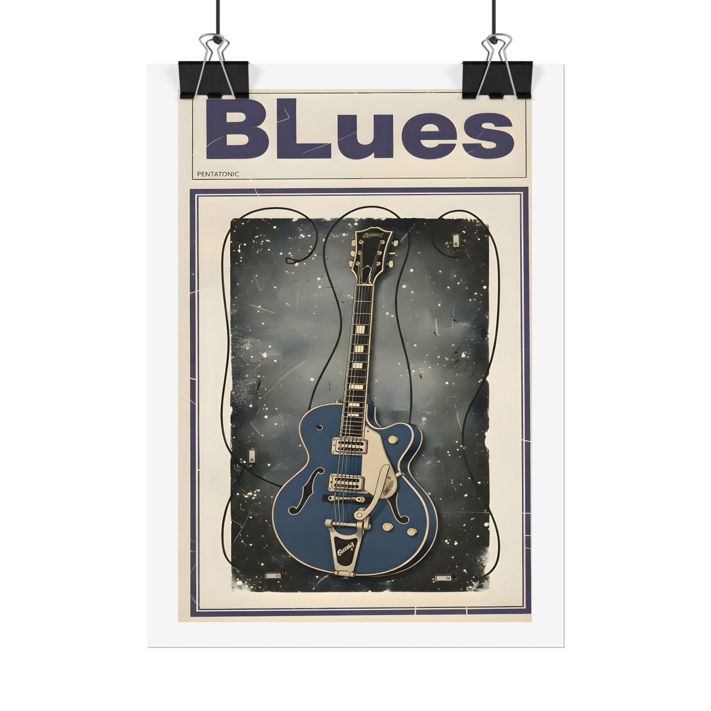 Blues Guitar Poster — Vintage Matte Vertical Music Print - AMPED