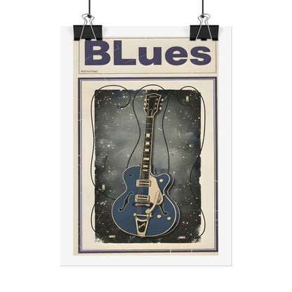 Blues Guitar Poster — Vintage Matte Vertical Music Print - AMPED